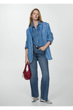 شلوار جین آبی زنانه پاچه رگولار استاندارد کد 792913335