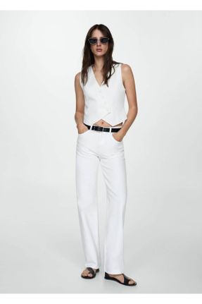شلوار جین سفید زنانه پاچه رگولار استاندارد کد 831158117