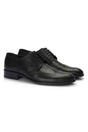 کفش کلاسیک مشکی مردانه چرم طبیعی پاشنه کوتاه ( 4 - 1 cm ) پاشنه ساده کد 35906860