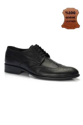 کفش کلاسیک مشکی مردانه چرم طبیعی پاشنه کوتاه ( 4 - 1 cm ) پاشنه ساده کد 35906860