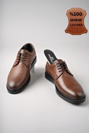 کفش کلاسیک قهوه ای مردانه چرم طبیعی پاشنه کوتاه ( 4 - 1 cm ) پاشنه ساده کد 807272391
