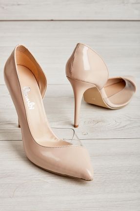 کفش پاشنه بلند کلاسیک بژ زنانه چرم لاکی پاشنه ضخیم پاشنه متوسط ( 5 - 9 cm ) کد 35885861