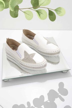 کفش کژوال سفید زنانه پاشنه کوتاه ( 4 - 1 cm ) پاشنه ساده کد 650336630