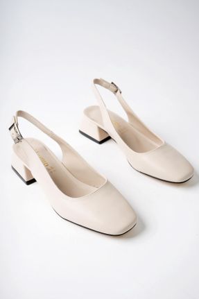 کفش پاشنه بلند کلاسیک بژ زنانه چرم مصنوعی پاشنه ضخیم پاشنه کوتاه ( 4 - 1 cm ) کد 802597914