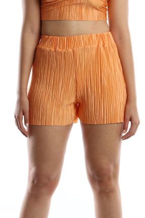 شلوارک نارنجی زنانه فاق بلند رگولار پلی استر بافت کد 771816044