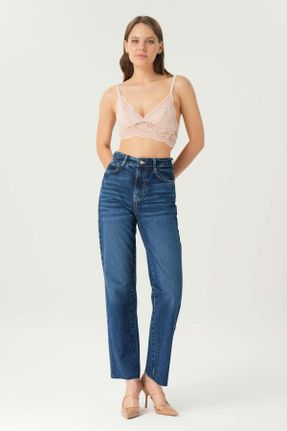 شلوار جین آبی زنانه فاق بلند استاندارد کد 839442075