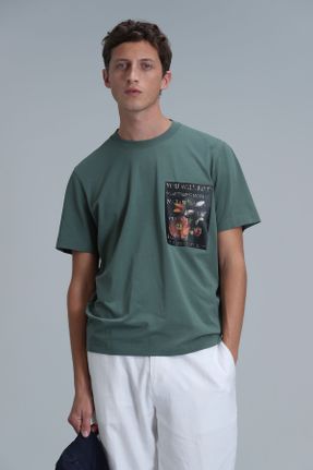 تی شرت سبز مردانه رگولار یقه گرد تکی کد 826340714
