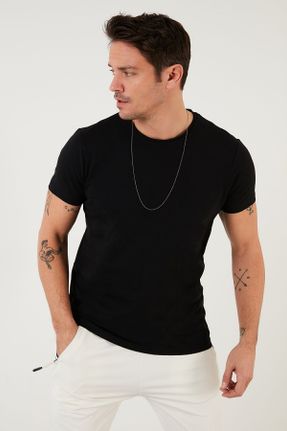 تی شرت مشکی مردانه اسلیم فیت یقه گرد بیسیک کد 217525263