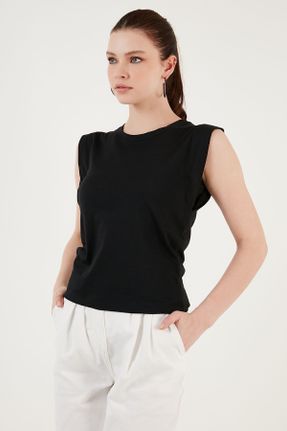 تی شرت مشکی زنانه رگولار یقه گرد پنبه (نخی) کد 99638023