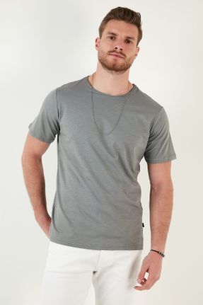 تی شرت خاکی مردانه اسلیم فیت یقه گرد بیسیک کد 217525358