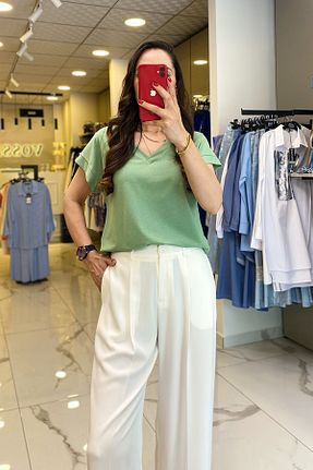 بلوز سبز زنانه ساده Vosse - کد 839862031