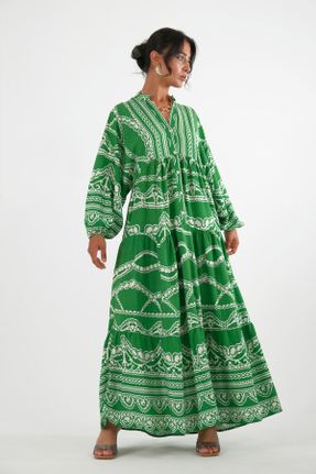 لباس سبز زنانه بافتنی پنبه (نخی) اورسایز آستین-بلند کد 838218460