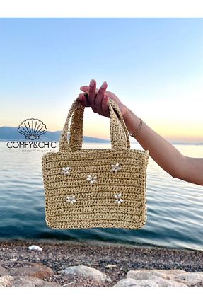 کیف دوشی بژ زنانه حصیر bygothicas - کد 838297693