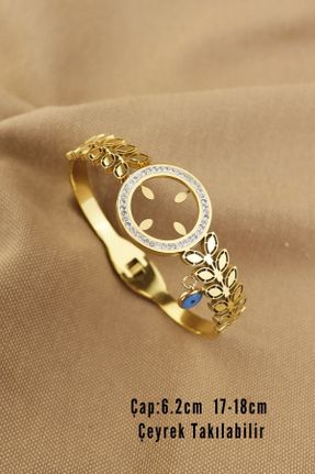 دستبند استیل طلائی زنانه استیل ضد زنگ کد 795096026