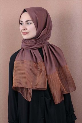 شال قهوه ای زنانه پنبه پلی استر PİRAMİT - کد 135756784