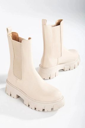 بوت / نیم بوت بژ زنانه پاشنه ضخیم Saks Gardrop - کد 839966668