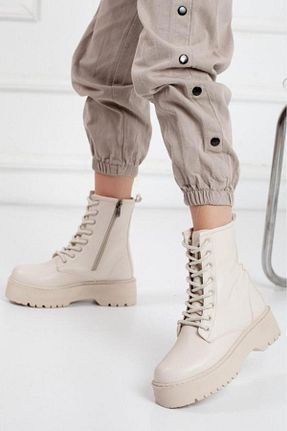 بوت / نیم بوت بژ زنانه پاشنه ضخیم Saks Gardrop - کد 839981225