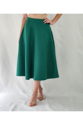 دامن سبز زنانه بافت فاق بلند کد 840058798