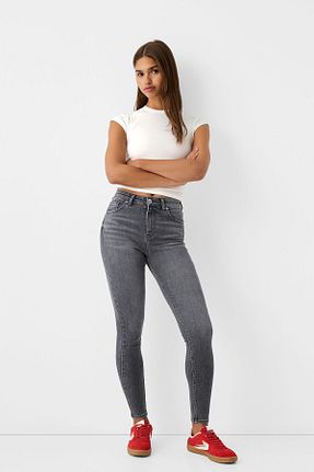 شلوار جین طوسی زنانه رگولار Bershka - کد 840079846