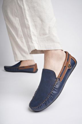 کفش کژوال سرمه ای مردانه چرم مصنوعی پاشنه کوتاه ( 4 - 1 cm ) پاشنه ساده کد 277830441