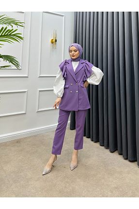 ست بالاتنه و پائین تنه بنفش زنانه بافتنی bezenstore - کد 840084868