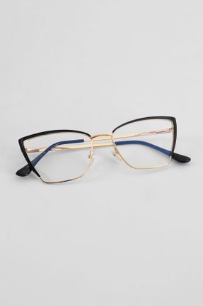 عینک محافظ نور آبی طلائی زنانه 55 UV400 فلزی کد 840093149