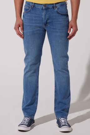 شلوار جین آبی مردانه پاچه ساده پنبه (نخی) کد 792988579