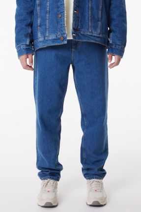 شلوار جین بژ مردانه فاق بلند ساده کد 776749109