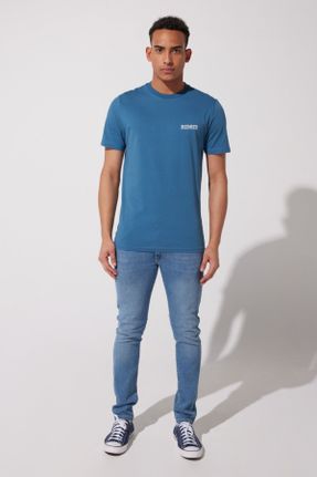 تی شرت آبی مردانه رگولار یقه گرد کد 680085135
