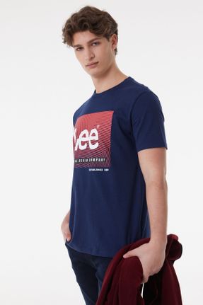 تی شرت سرمه ای مردانه رگولار یقه خدمه پنبه (نخی) کد 374849559