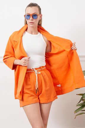 ست بالاتنه و پائین تنه نارنجی زنانه بافتنی Freeista - کد 840127632