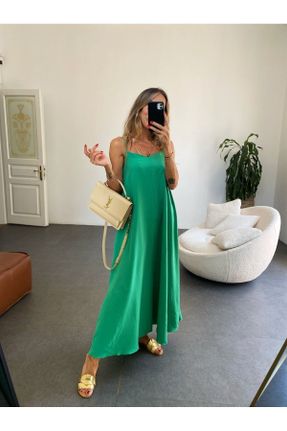 لباس سبز زنانه بافتنی ویسکون ریلکس بند دار کد 336734764