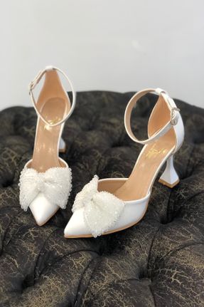 کفش مجلسی سفید زنانه چرم مصنوعی پاشنه نازک پاشنه متوسط ( 5 - 9 cm ) کد 787514272