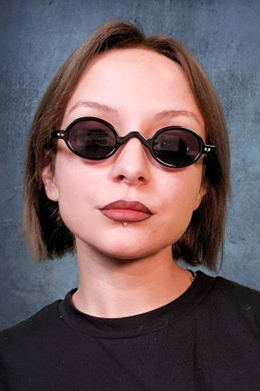 عینک آفتابی مشکی زنانه 52 UV400 پلاستیک سایه روشن بیضی کد 776613214