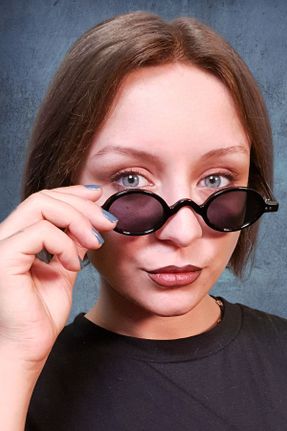 عینک آفتابی مشکی زنانه 52 UV400 پلاستیک سایه روشن بیضی کد 776613214