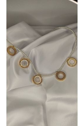 گردنبند جواهر سفید زنانه روکش طلا کد 820339419