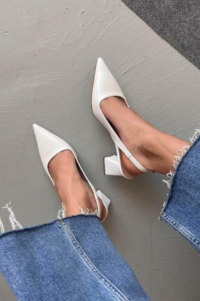 کفش پاشنه بلند کلاسیک سفید زنانه پاشنه ضخیم پاشنه متوسط ( 5 - 9 cm ) کد 819644693