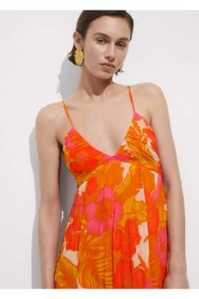 لباس نارنجی زنانه بافت پلی استر رگولار کد 831301857