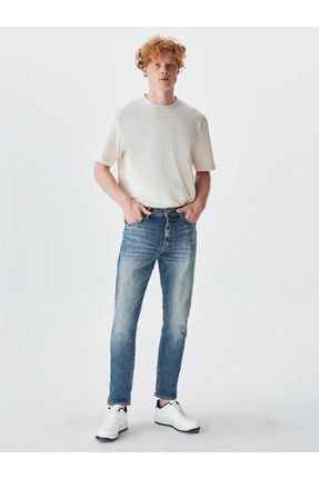 شلوار جین آبی مردانه پاچه تنگ جین استاندارد کد 327200352