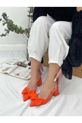 کفش استایلتو نارنجی پاشنه نازک پاشنه متوسط ( 5 - 9 cm ) کد 827097951