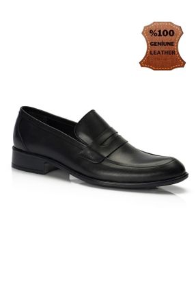 کفش کلاسیک مشکی مردانه چرم طبیعی پاشنه کوتاه ( 4 - 1 cm ) پاشنه ساده کد 35906854