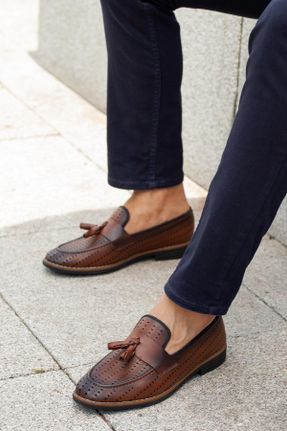 کفش کلاسیک قهوه ای مردانه چرم مصنوعی پاشنه کوتاه ( 4 - 1 cm ) پاشنه ساده کد 35818466