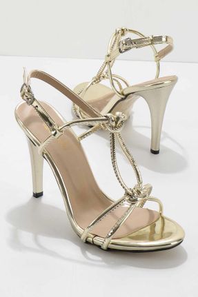 کفش پاشنه بلند کلاسیک طلائی زنانه پاشنه نازک پاشنه متوسط ( 5 - 9 cm ) کد 234678431