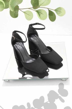 کفش پاشنه بلند کلاسیک مشکی زنانه ساتن پاشنه نازک پاشنه متوسط ( 5 - 9 cm ) کد 650127333