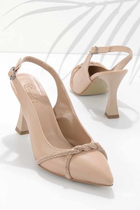 کفش پاشنه بلند کلاسیک بژ زنانه پاشنه نازک پاشنه متوسط ( 5 - 9 cm ) کد 269188579