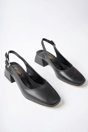 کفش پاشنه بلند کلاسیک مشکی زنانه چرم مصنوعی پاشنه ضخیم پاشنه کوتاه ( 4 - 1 cm ) کد 802599451