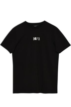 تی شرت مشکی مردانه رگولار یقه گرد پلی استر کد 343016407