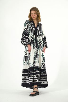 لباس نباتی زنانه پنبه (نخی) اورسایز آستین-بلند بیسیک کد 816205512