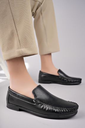 کفش کژوال مشکی مردانه چرم مصنوعی پاشنه کوتاه ( 4 - 1 cm ) پاشنه ساده کد 808667096