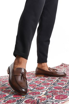 کفش کژوال قهوه ای مردانه چرم خالص depderi - کد 839932701